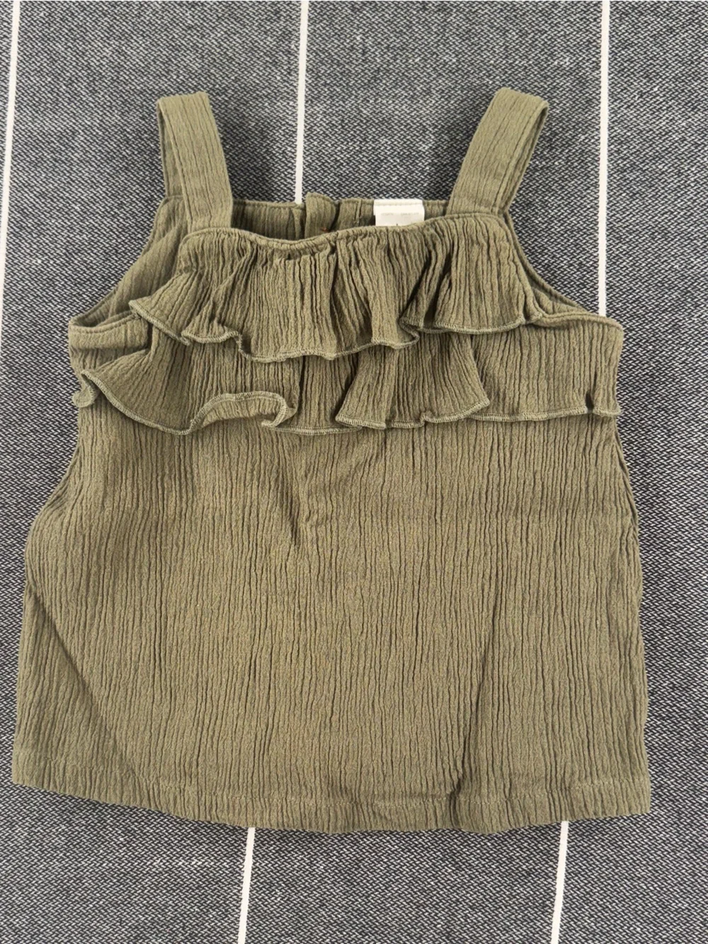 Kids—Carter's Olive Green Textured Button-Front Tank Top